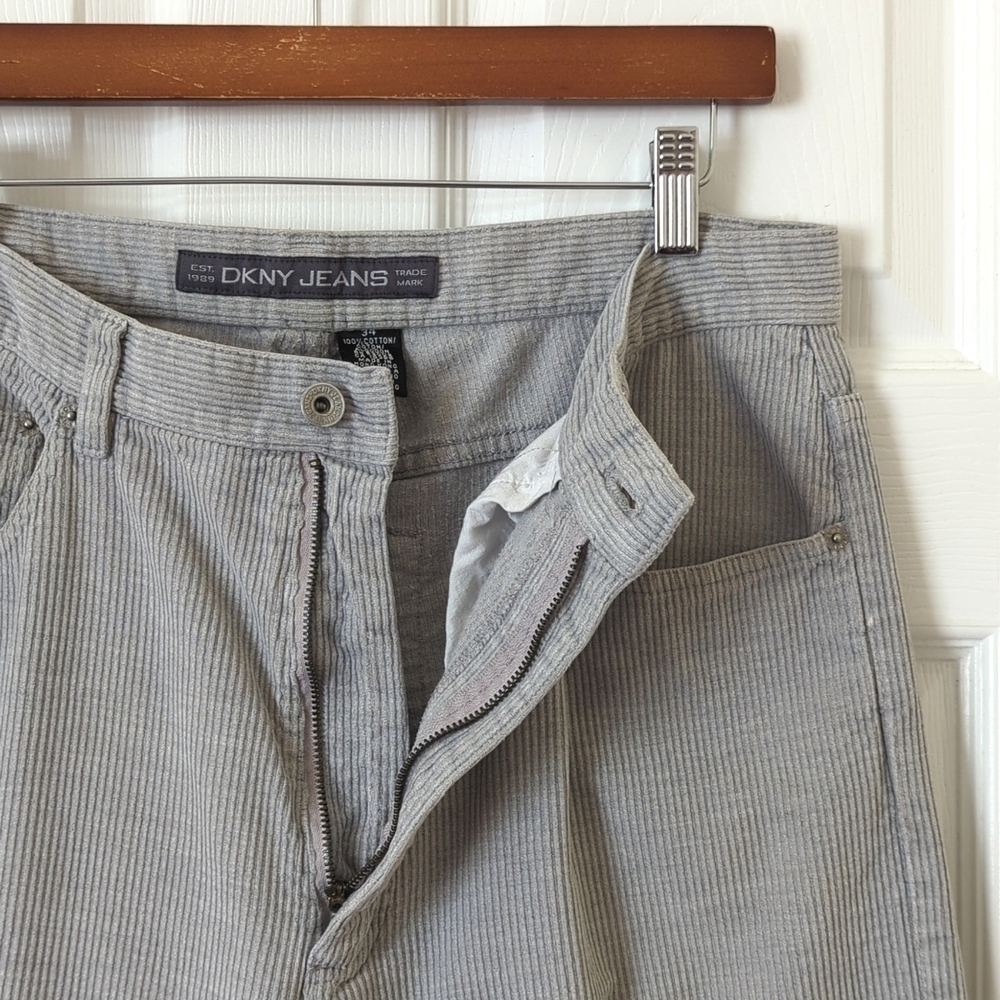 DKNY Jeans Y2K Vintage Classic Corduroy Relaxed Fit Straight Leg Pants Gray 34 - Picture 9 of 14